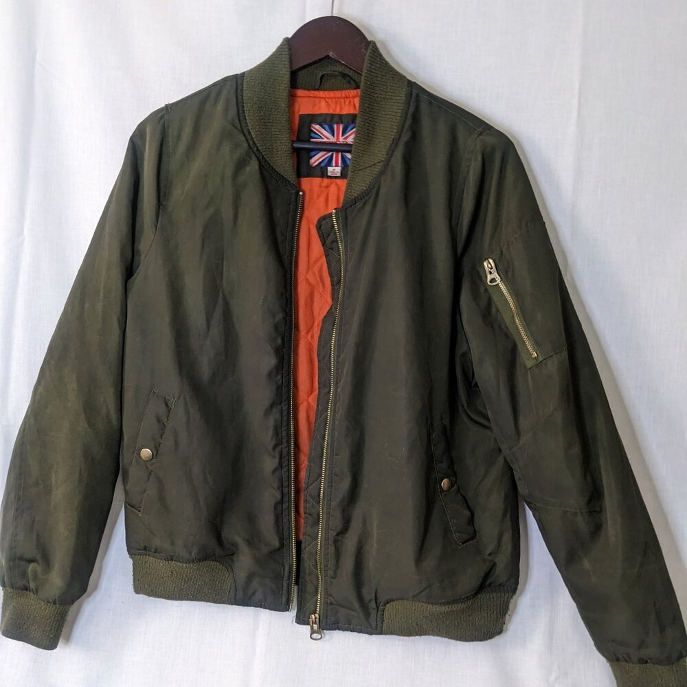 Miss London Women /Men Green Bummer Flight Jacket Size Medium